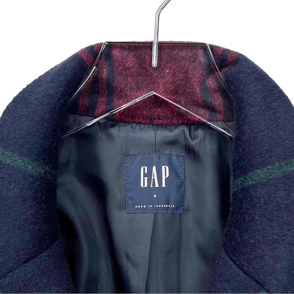 GAP Women’s Wool Blend Plaid Double Breasted Driving Coat Sz S